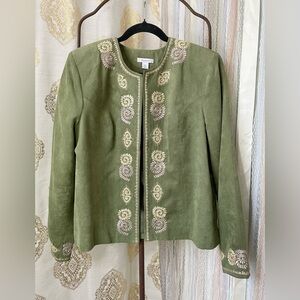 Vintage Dressbarn Sage Green Embroidered Blazer